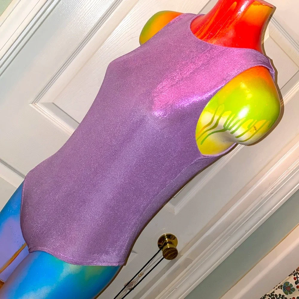 SHE + SKY Lilac Metallic One Piece Bodysuit NWTs - Picture 5 of 10